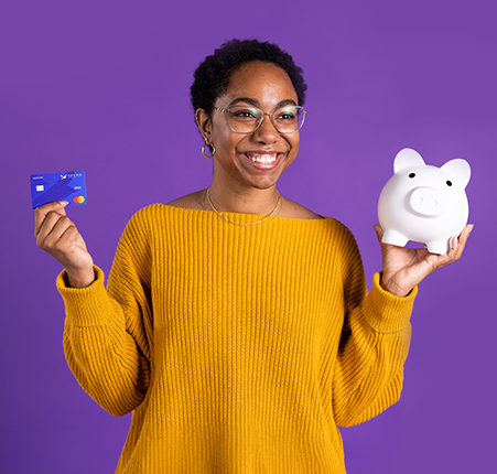 Woman with Piggy Bank