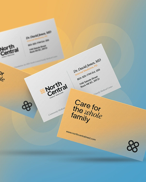 North Central Family Medicine business cards and branding