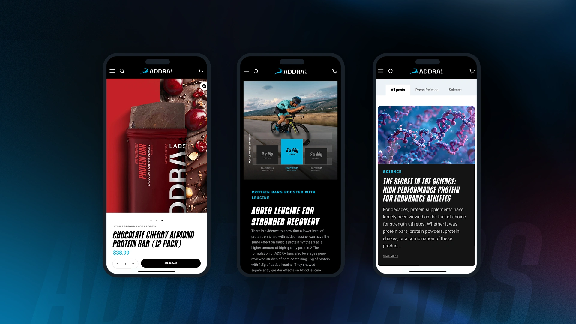 ADDRA Mobile website designs