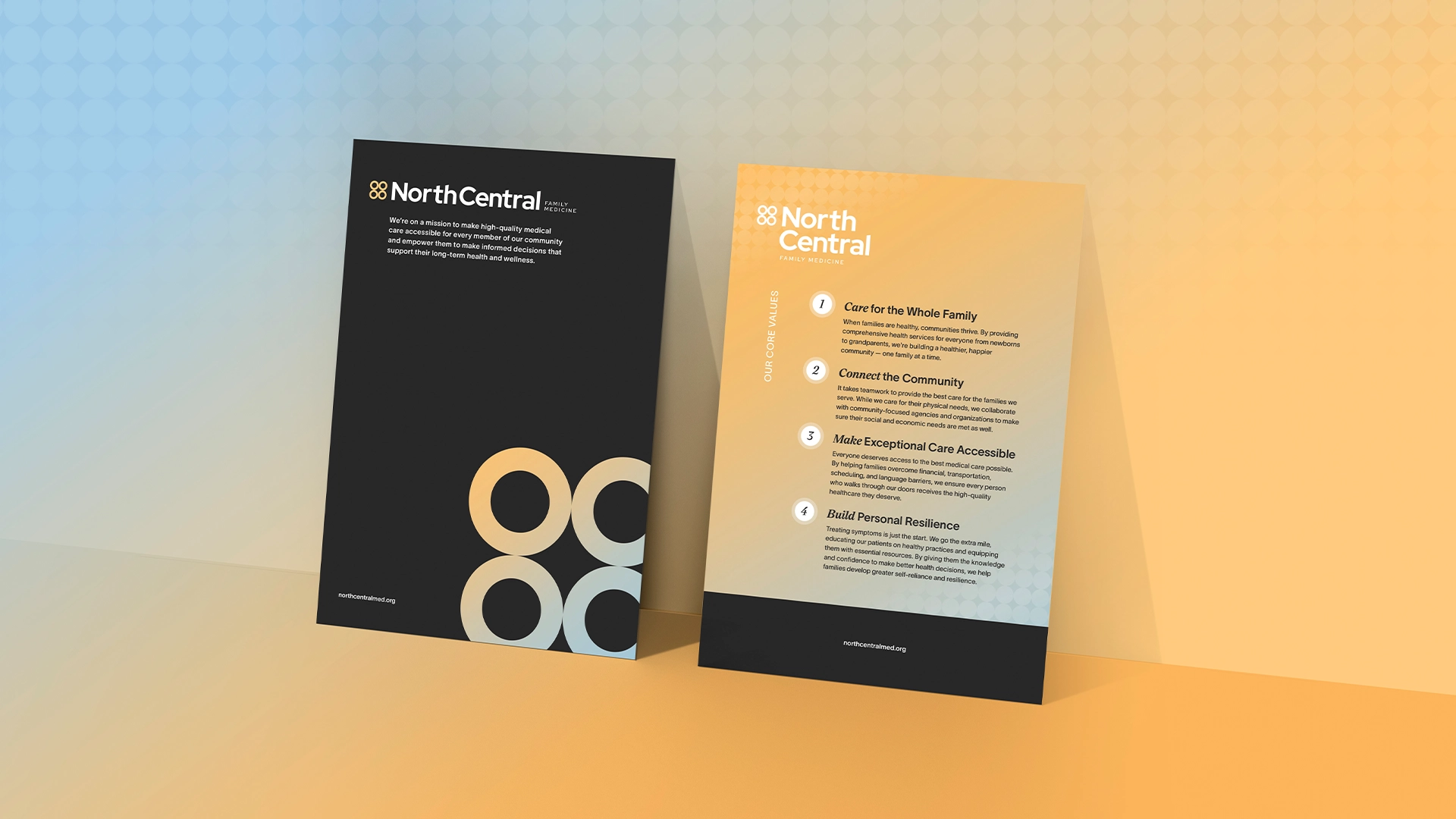 Two postcards featuring North Central's branding