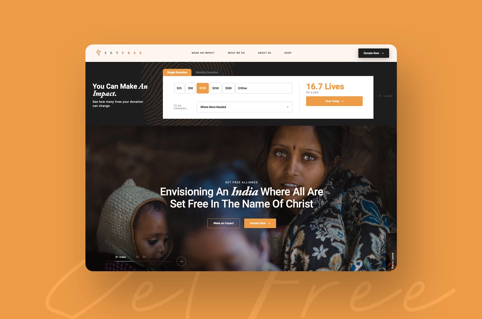 SetFree website design