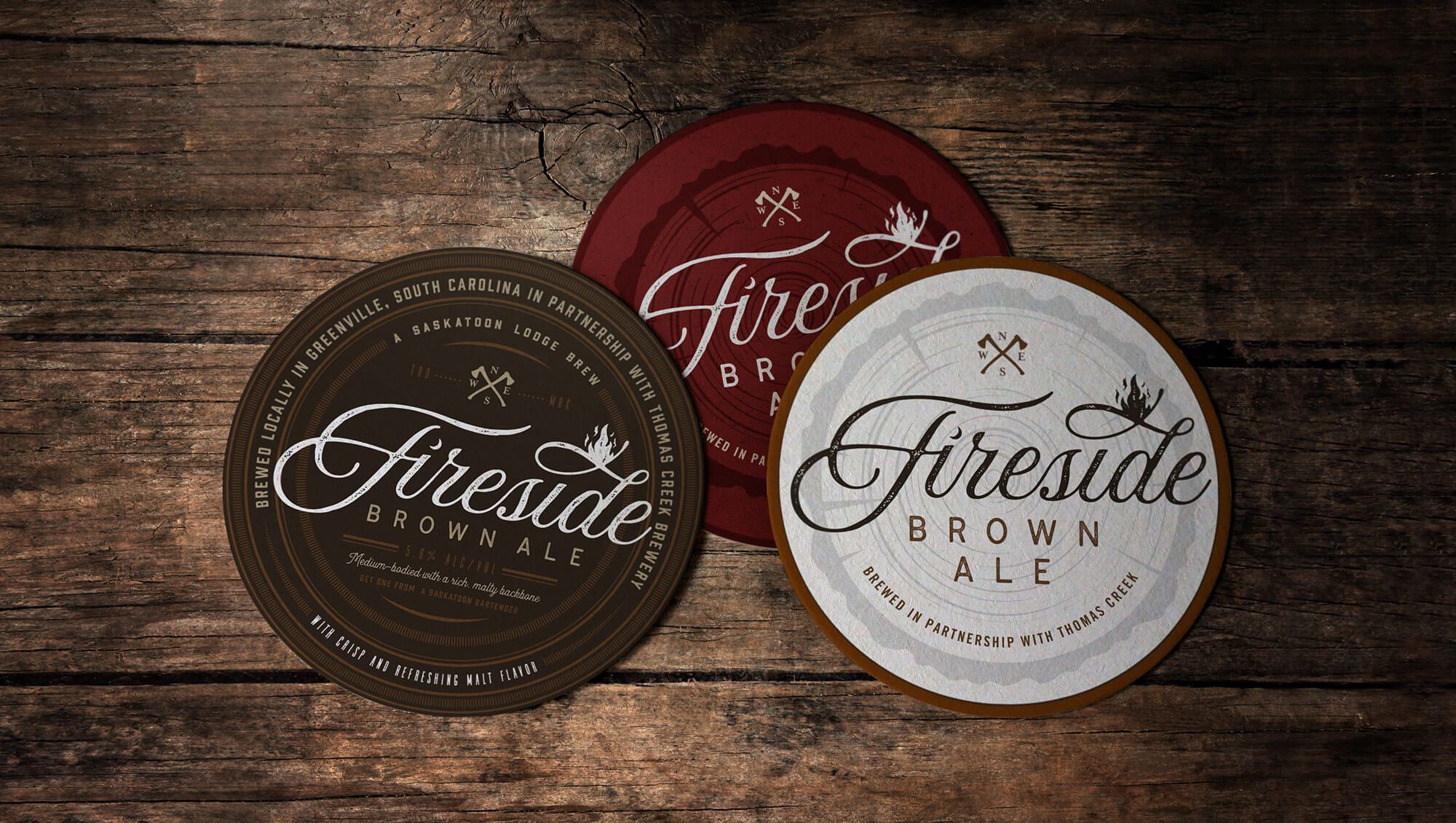 fireside brown ale branded coasters