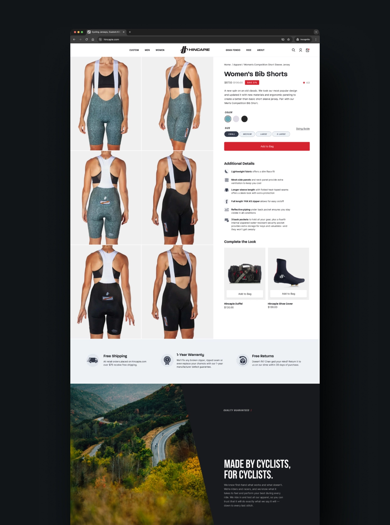hincapie product page design