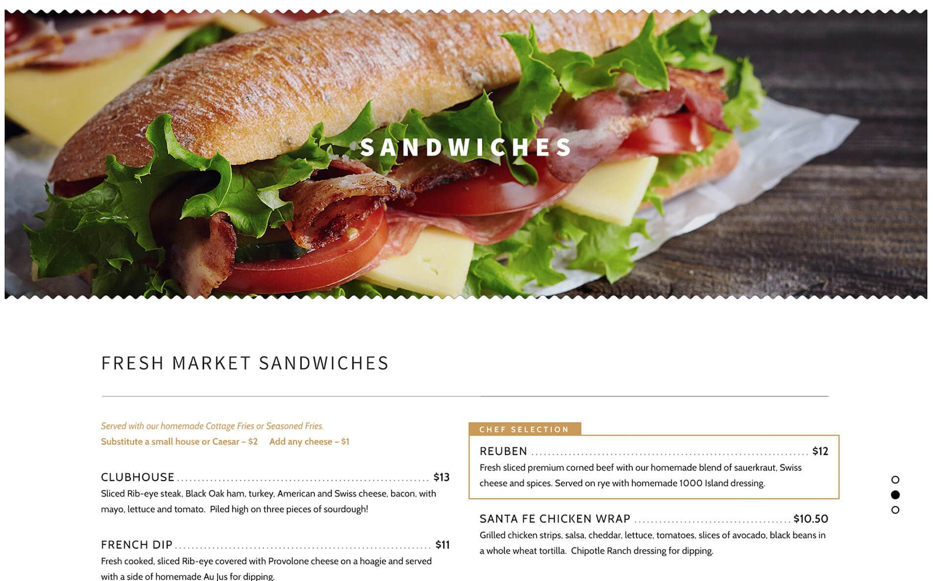 select restaurant website design