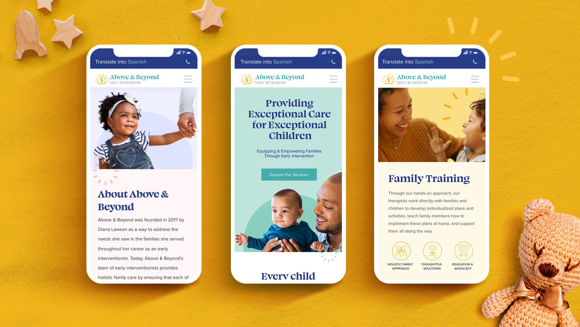website design for child services brand