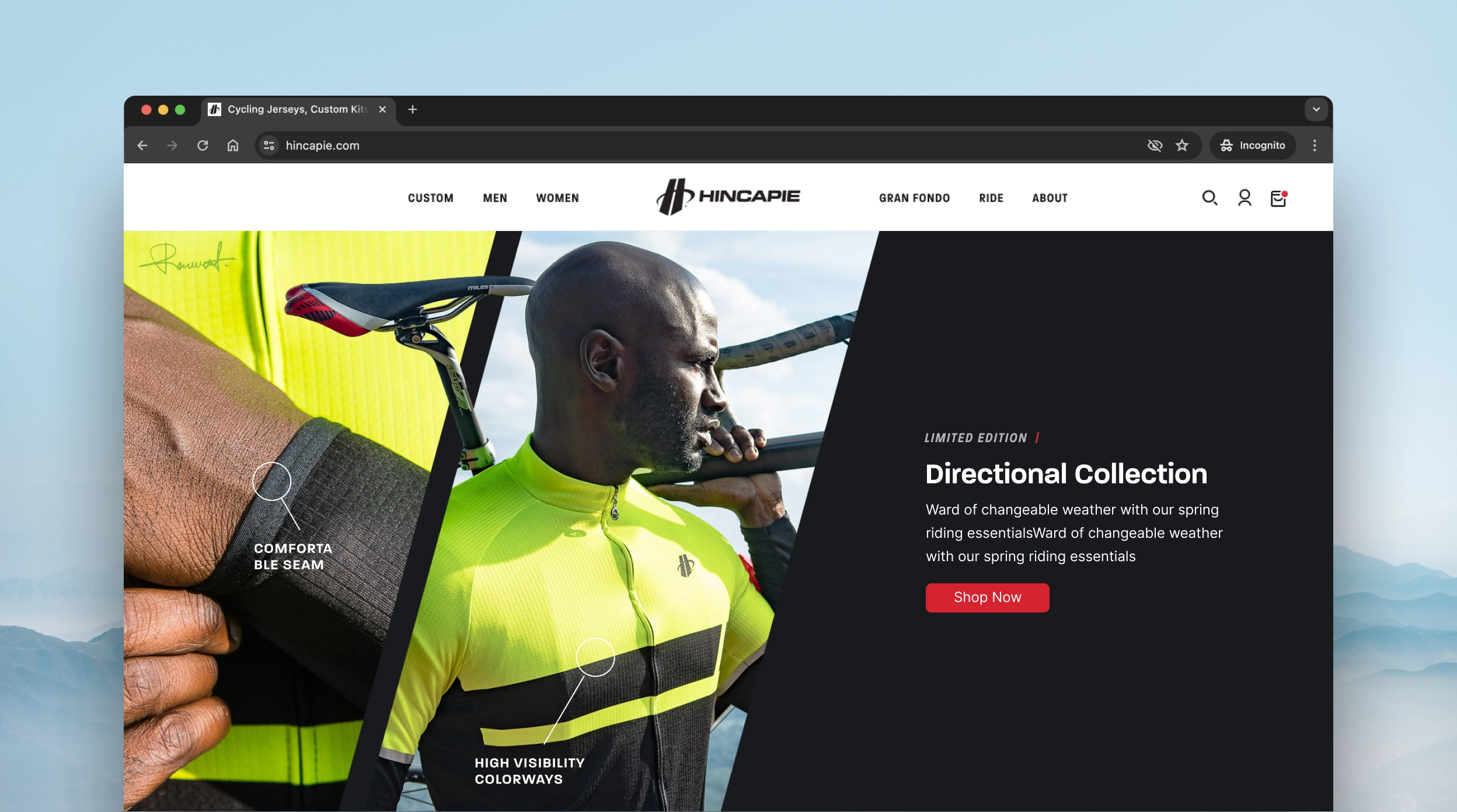 website design hincapie sportswear